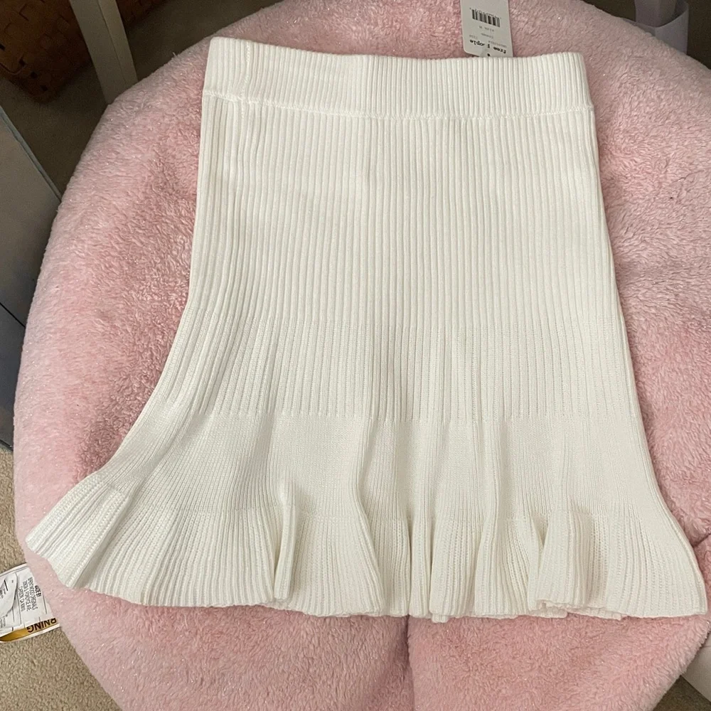 Free People Elegant Off White Ribbed Skirt - Picture 4 of 4